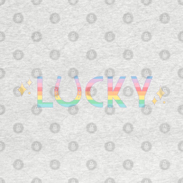 Pastel Rainbow Lucky Horseshoe w/ Sparkles by Sunny Saturated